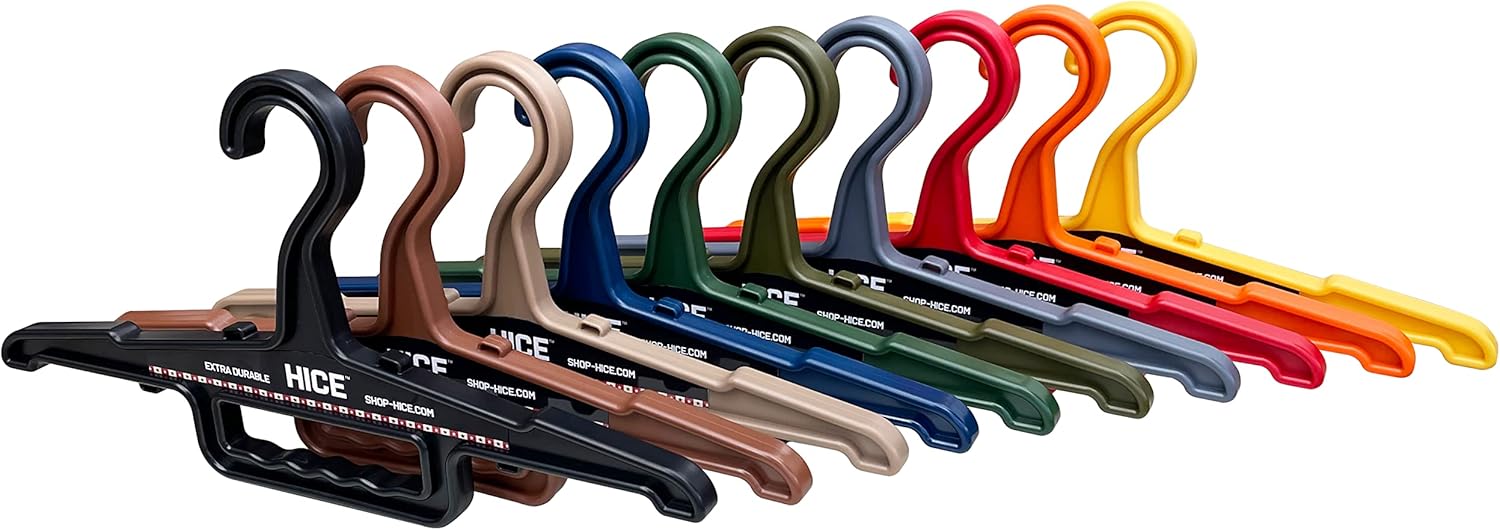 HICE - Garrison Heavy Duty Hanger | Original Heavy Duty Clothes & Equipment Hanger | 150 lb Load Capacity | Durable High Impact Resin | for Police, Military, Workwear & Clothing (Black, Set of 2)