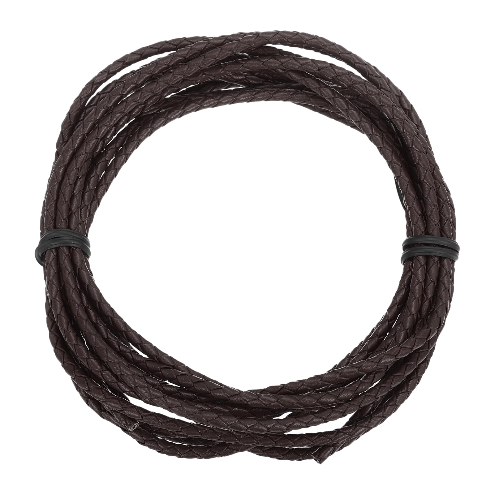 sourcing map 3.3 Yards Bolo Tie Cord 3mm Diameter Round Braided Leather Strip 3 Meters Long for Bracelet Necklace Beading, Dark Brown