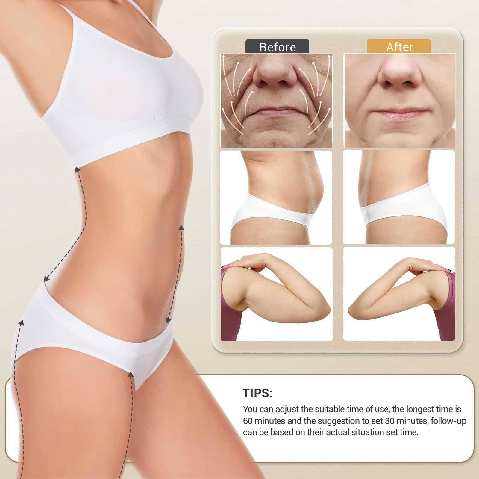 Apparecchio per la scultura del corpo 3 in 1 RF a radiofrequenza, cavitazione polare a 6 canali, dispositivo di bellezza a ultrasuoni per bruciare grassi, rimuovere la cellulite, rassodare la pel