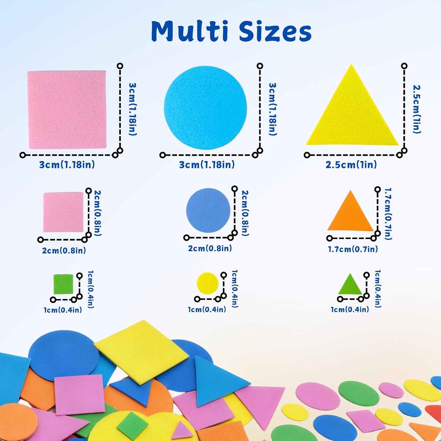 Foam Shapes for Crafts About 1000Pcs, Self-Adhesive EVA Foam Geometric Shapes Bulk Set, 3D Stickers Assorted Sizes for Classroom Art Projects & DIY Decorations