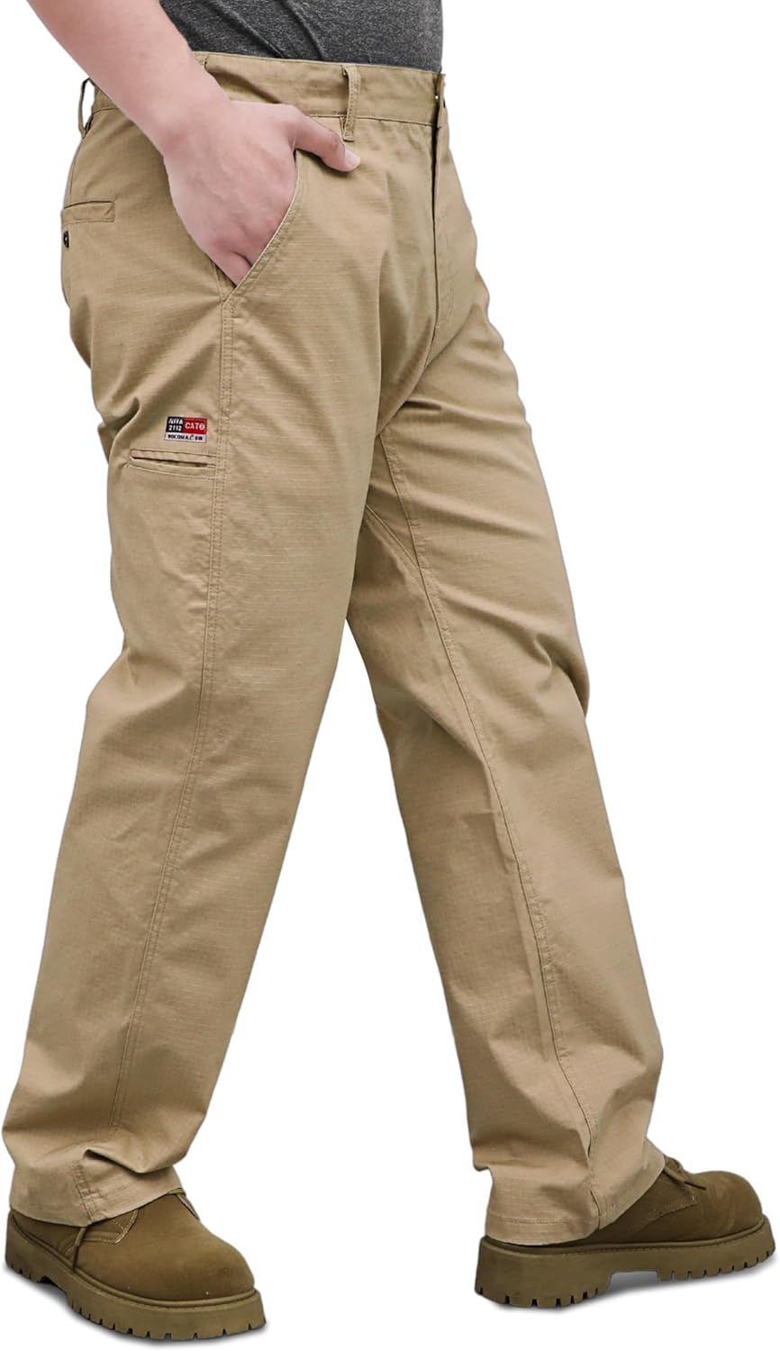 BOCOMAL FR Stretch Pants for Men Lightweight Ripstop Relaxed Casual Style Water Repellent Finish Flame Resistant Work Jeans