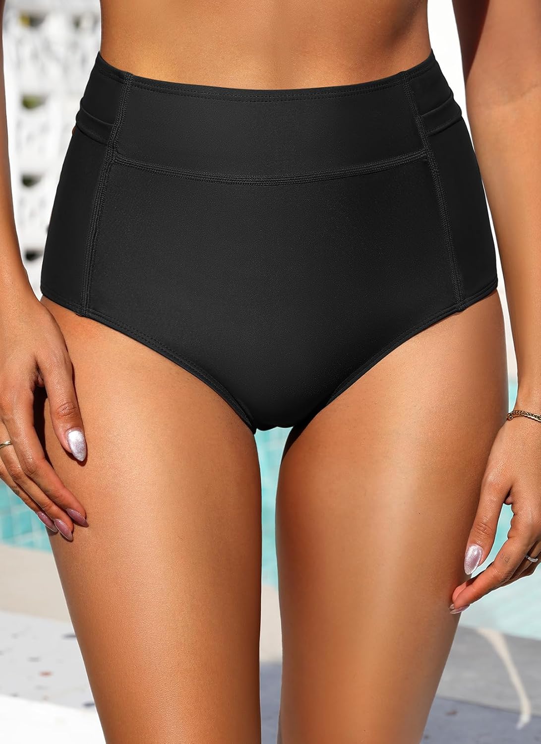 Tempt Me Women High Waisted Swimsuit Bikini Bottoms - Tummy Control Swim Bottom Full Coverage Bathing Suit with Pockets 2025 - Image 5
