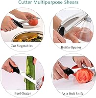 Vista 6 de Vegetable Scissors and Food Cutter - Kitchen Shears With Cutting Board, Quick Slicer, Chopper for Meat and Vegetables