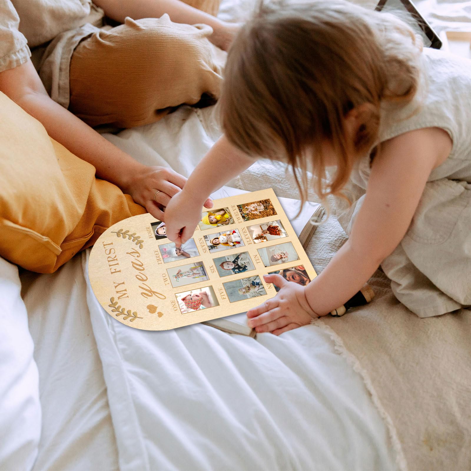 PEUTIER Fotodisplay 'Mein Erstes Jahr' - Baby Bilderrahmen Für 12 Monate | Holz