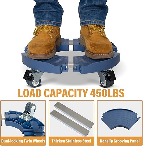 Miniatura 4 de Paquete de 2 soportes rodantes para plantas con ruedas, 15-21 pulgadas, ajustable, resistente, con ruedas para macetas de interior y exterior, con