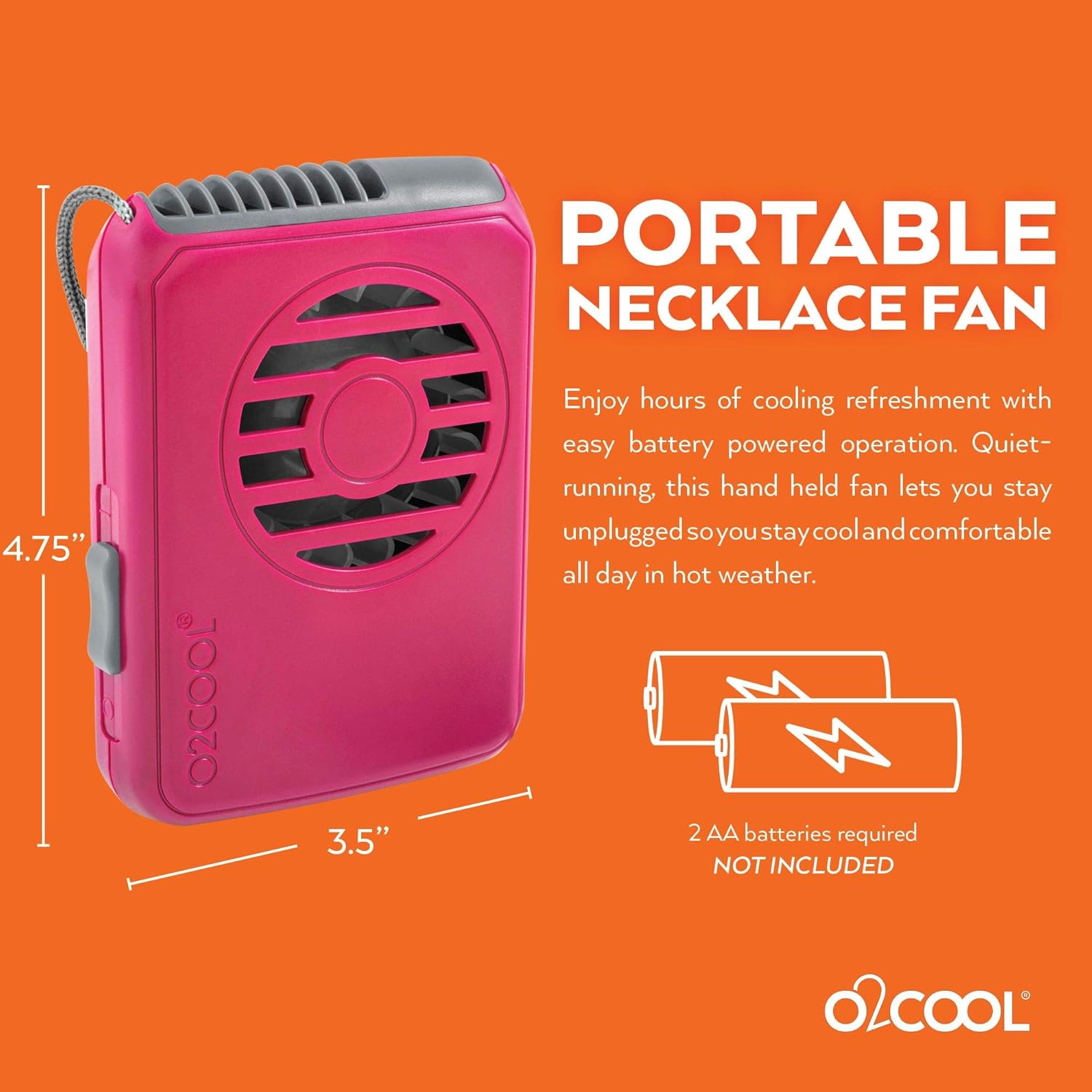 O2COOL FN0200100E048RSP Deluxe Necklace Raspberry Personal Fan, Universal : Sports & Outdoors