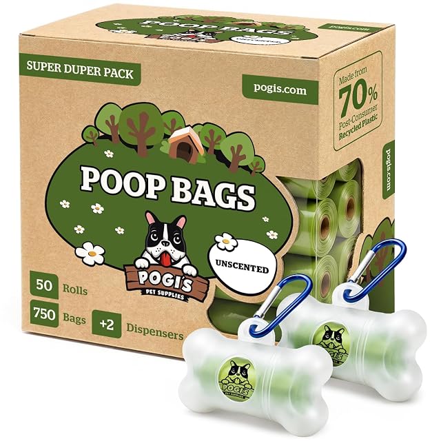 Pogi bolsas para excrementos de perro - resistentes y herméticas, sin aroma