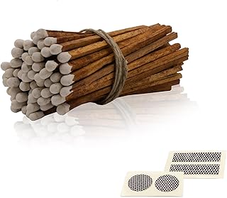 4" Inch Long Wooden Refill Matchsticks with Strike Stickers - Safety Matches Wholesale Bulk Loose by Chandler Studio (Brown Stem White Head, 100 Pieces)