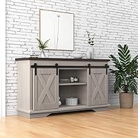 Vista 3 de WINSOON 5FT Super Mini Barn Door Hardware Kit for Sliding Double Doors Small TV Stands Wardrobe Cabinets, I Shape Hanger (5FT Double Doors Kit)