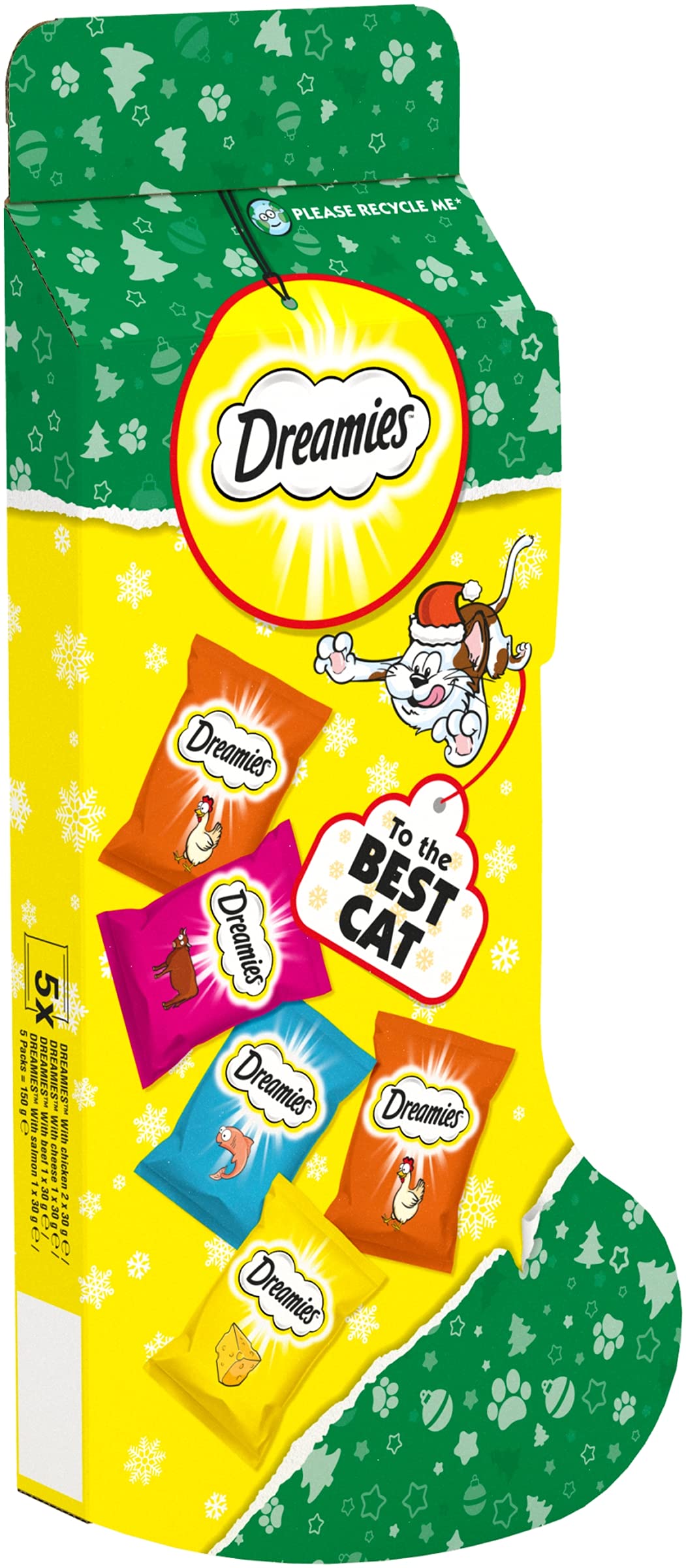 Dreamies Katzen-Leckerlis für ausgewachsene Katzen, 5 x 30 g Beutel (6 x Strümpfe)