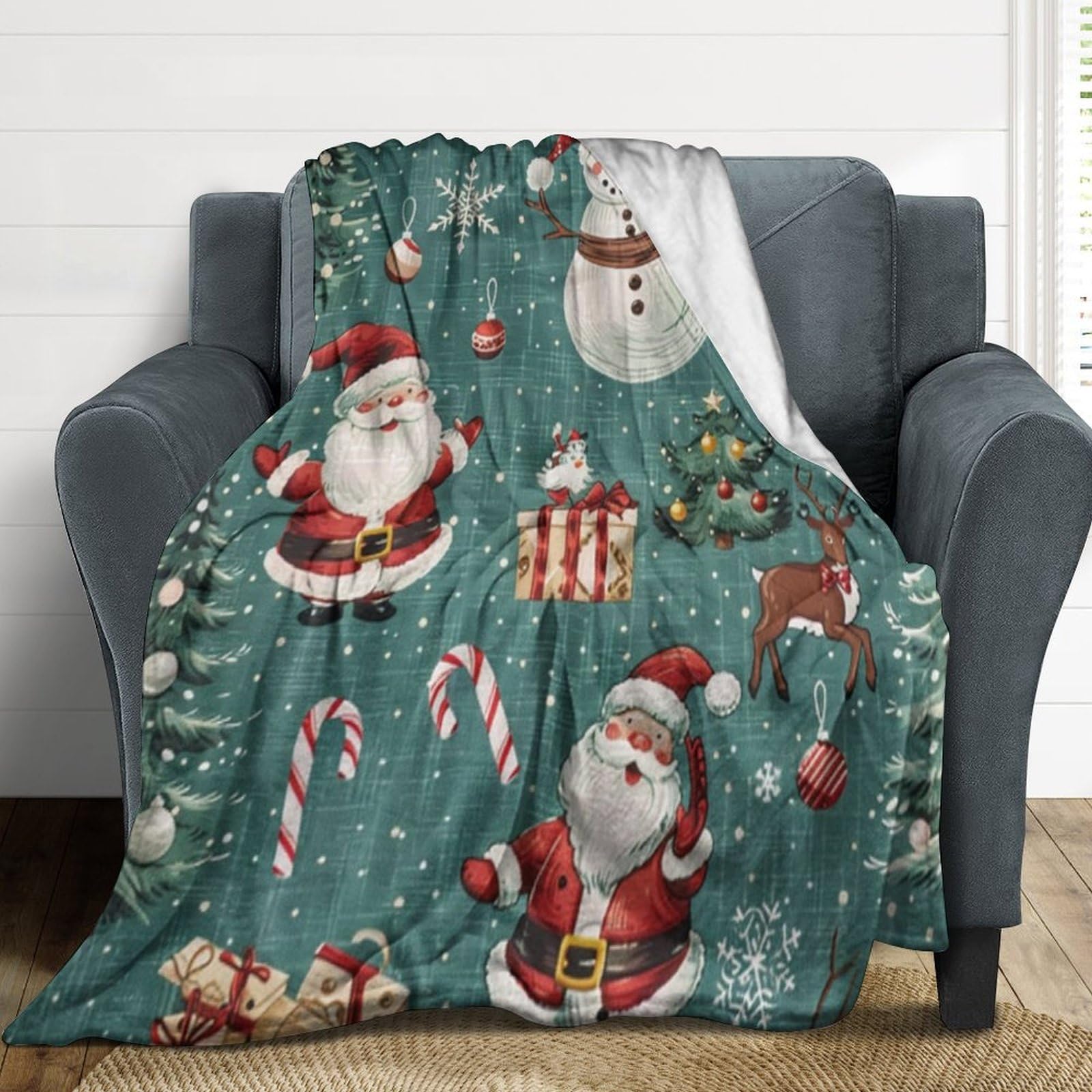 Couverture de Noël en flanelle rouge et verte plaid doux pour canapé et lit