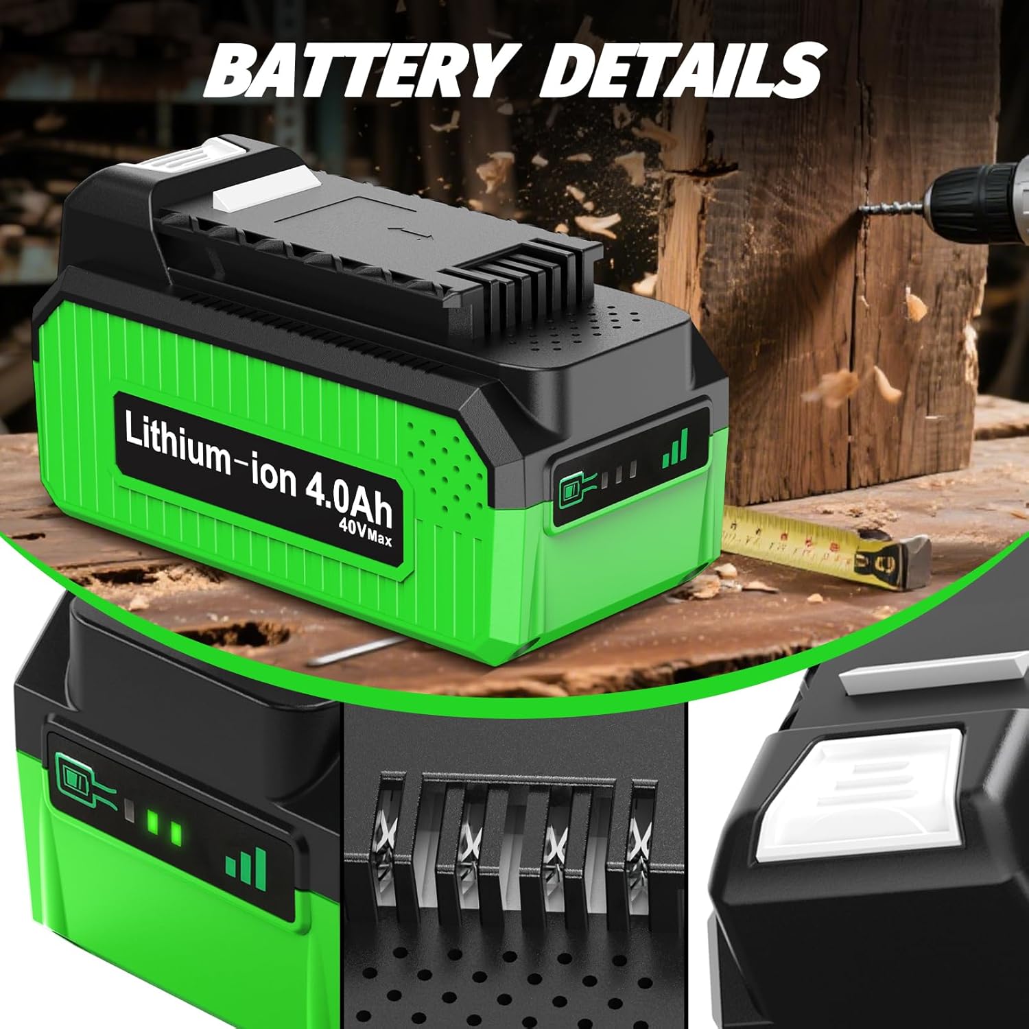 4.0Ah High Capacity Battery Replacement for 40v Greenworks Battery and Charger,Compatible with Greenworks 40V Power Tools - Image 3