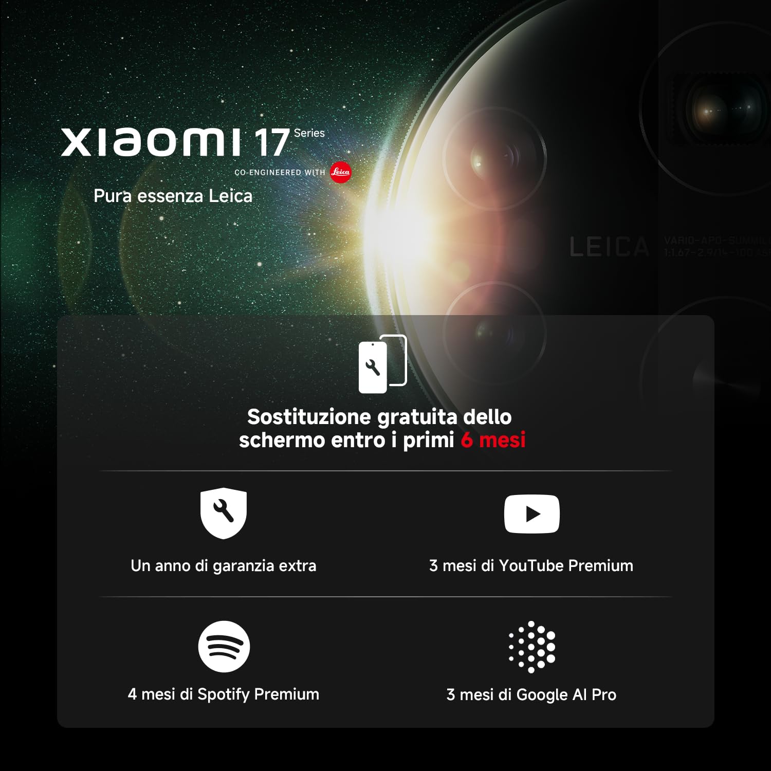Xiaomi 17 Ultra, Smartphone 16+512GB, Teleobiettivo Lenti Leica APO 200MP 75–100mm, Tecnologia LOFIC HDR, HyperAI, Starlit Green, Garanzia 2 anni+1 anno extra, Caricatore non incluso+TV A Pro QLED 50"