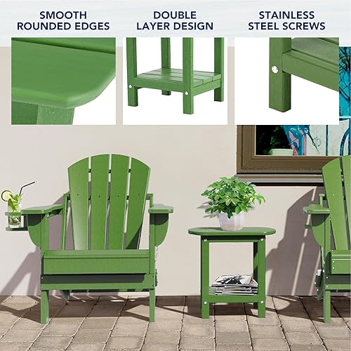 Miniatura 36 de nalone Adirondack - Mesa auxiliar para exteriores de 16.5 pulgadas, mesa auxiliar de plástico HDPE doble Adirondack para patio (madera)