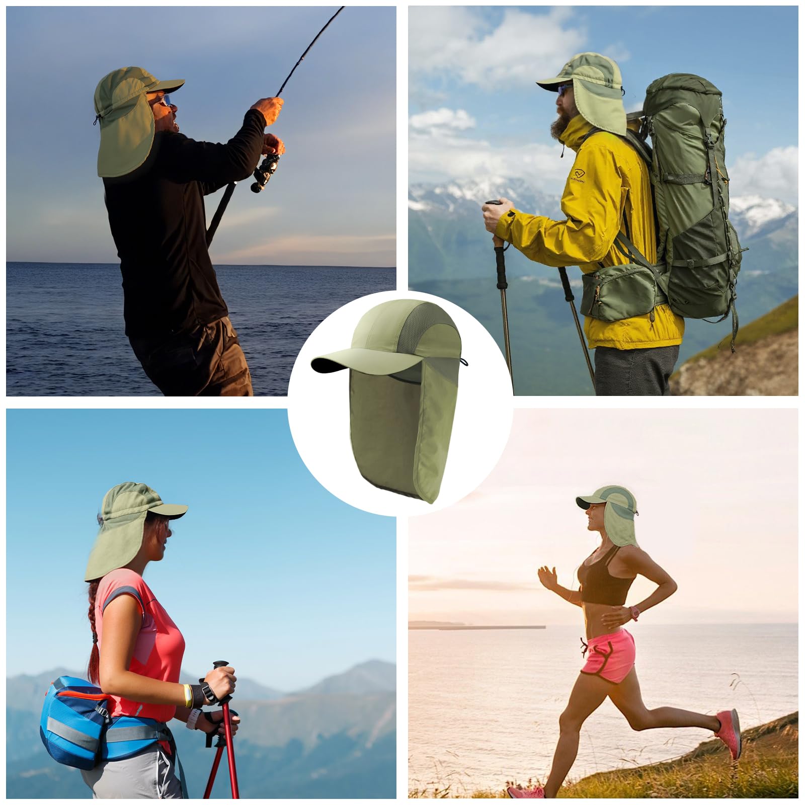 Sombrero de sol para hombre con malla transpirable para hombre, protección solar, sombrero de pesca con solapa para el cuello, para senderismo, ciclismo