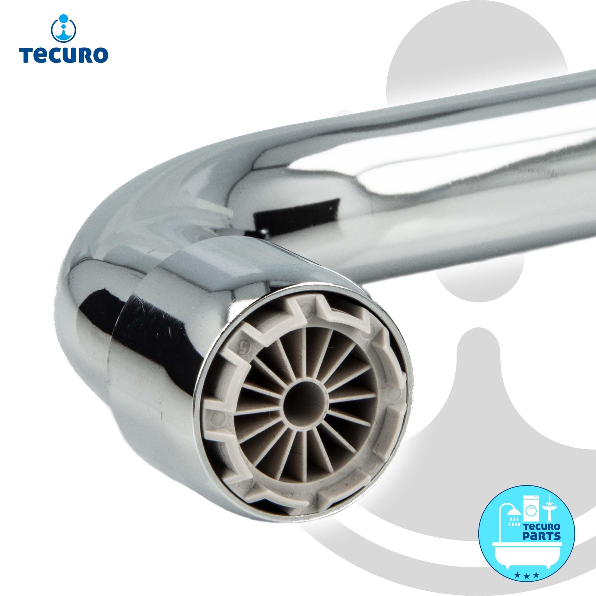Tecuro Bec en S pour robinetterie murale basse pression en acier inoxydable chromé – Raccord 3/4" Longueur 250 mm