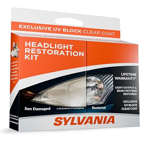 Sylvania Headlight Restoration Kit - Long-Lasting Headlight Repair Kit for Restoring to Like-New Condition - Surface Activator, Exclusive UV Coating, Clarifying Compound & More - No Tools Required