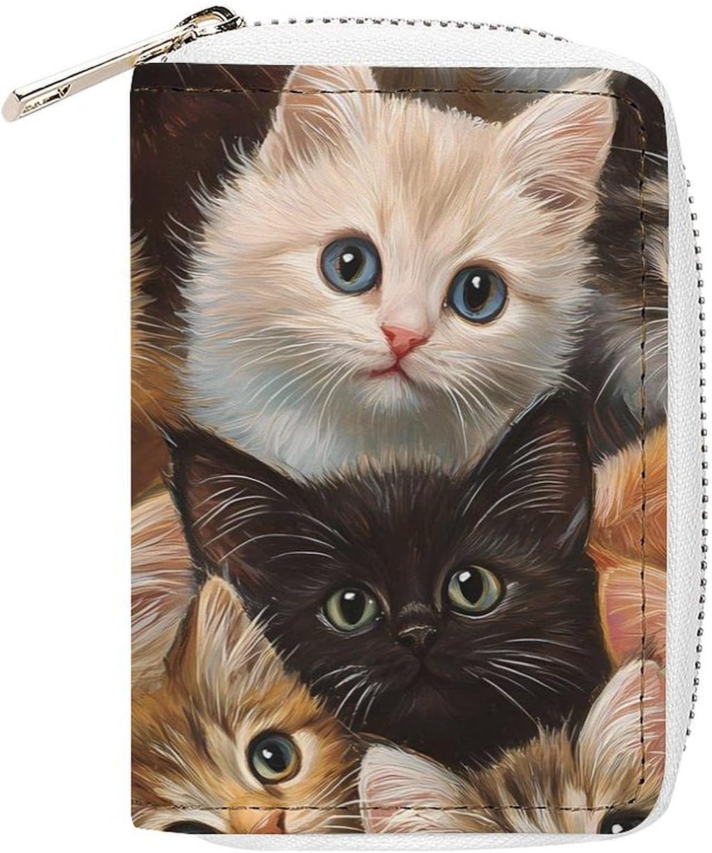 Furry Cats Small Business Credit Card Holder Wallet with 20 Card Slots Case Coin Purse Pouch