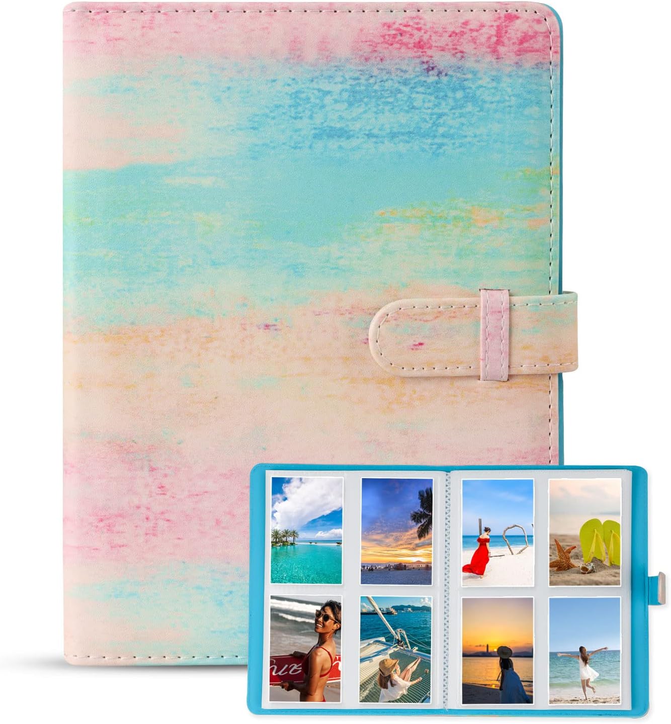 Mini Photo Album,SUPRROW 128 Pockets Mini Album Compatible with