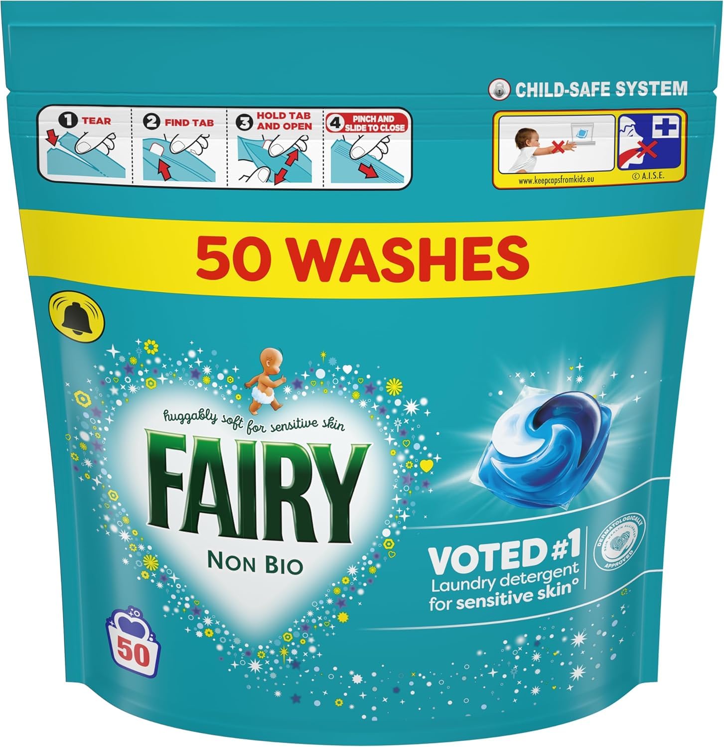 Fairy Non Bio Washing Liquid Pods, Voted No1 For Sensitive Skin 100 Washes