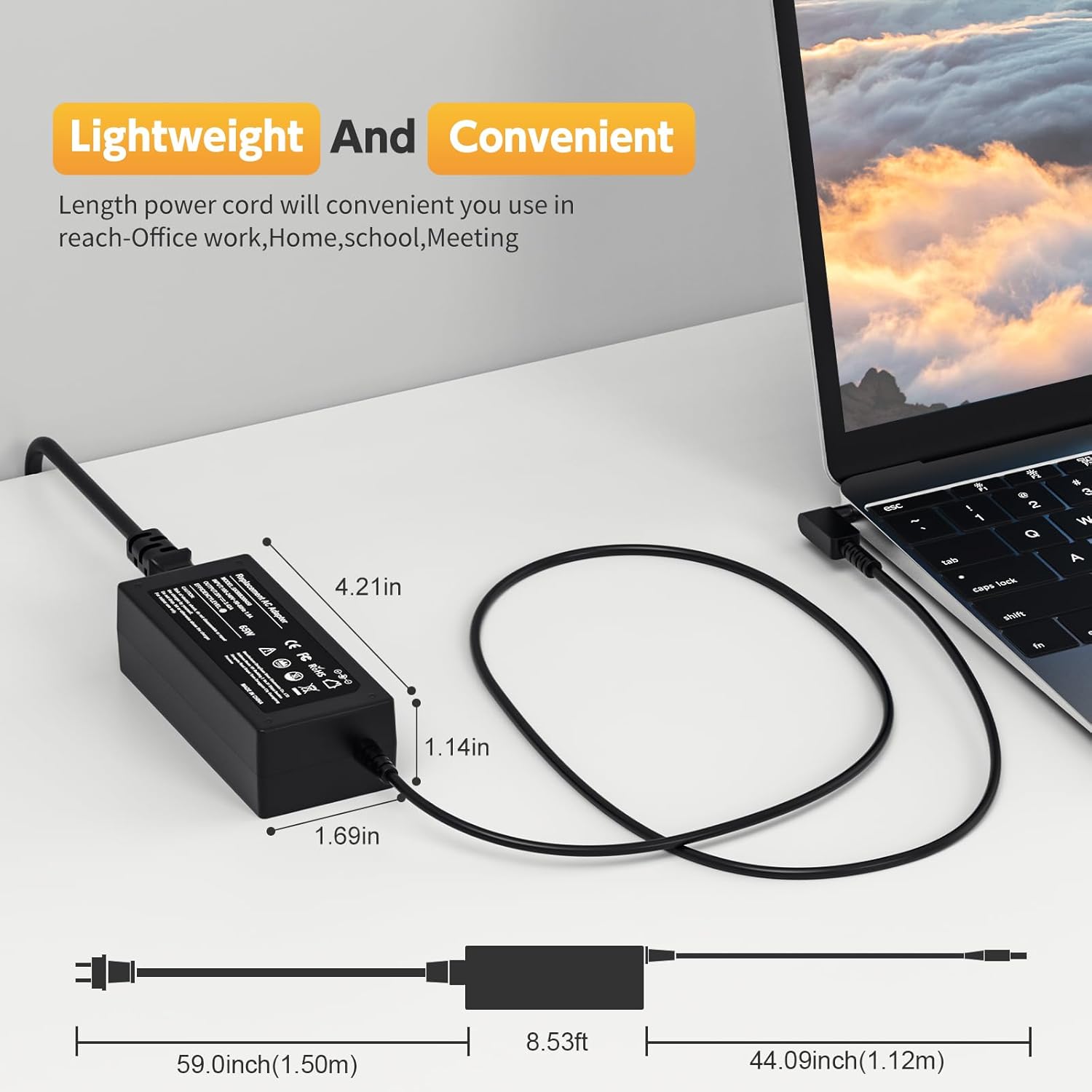 65W Laptop Charger Compatible with Acer Spin 5 3 1 Series; Spin SP314-51, SP314-52, SP314-53, SP314-54, SP315-51, SP513-51, SP513-52N, SP513-53N, SP111-31, SP111-33, SP111-32N, SP113-31 Power Supply