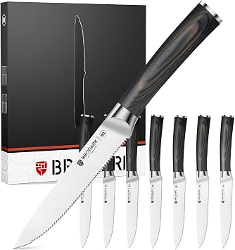 Steak Knives Set of 8, 4.5 Inch Serrated Steak Knives with Wood Handle, NSF