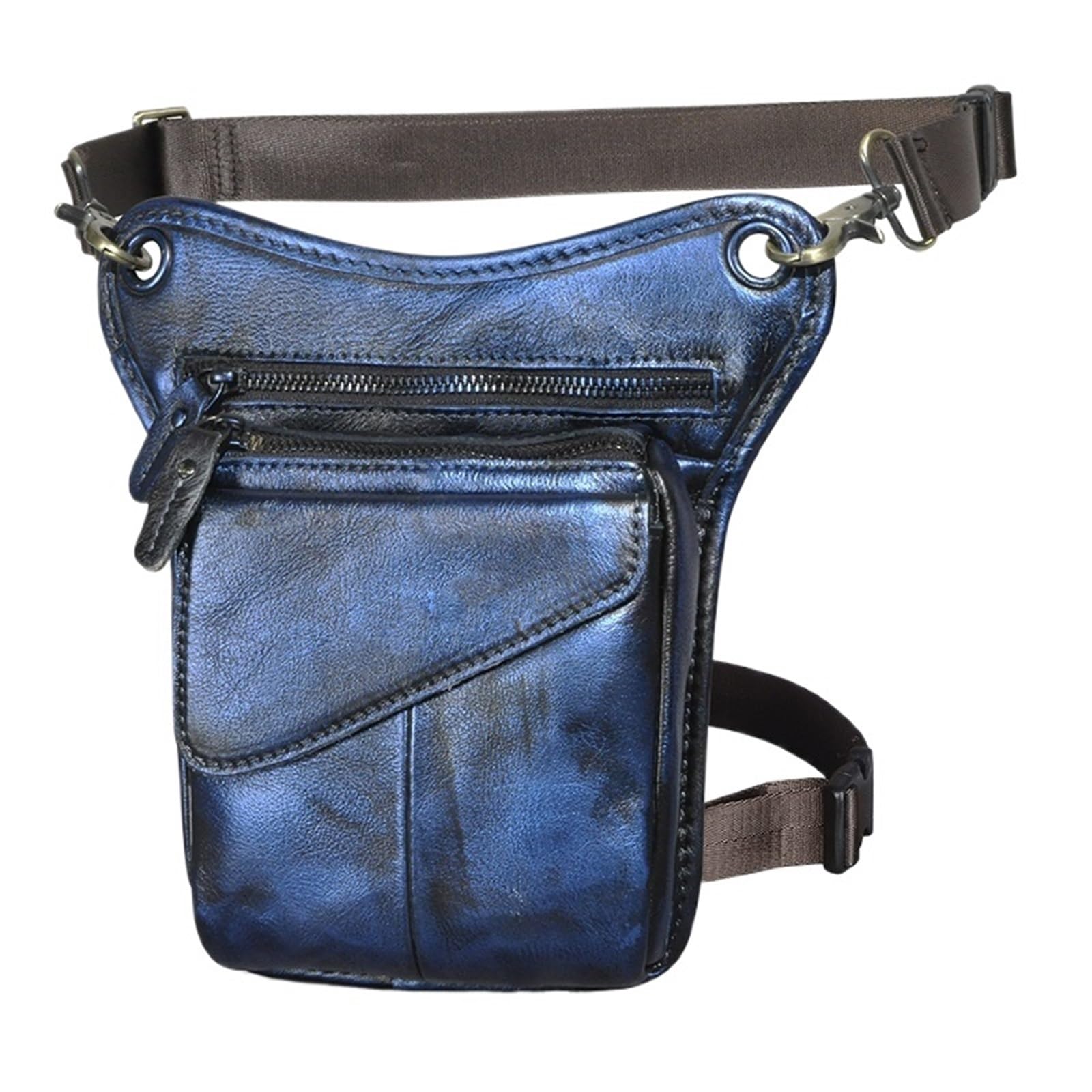 Bolsa de Pierna Bolso Bandolera de Cuero auténtico for Hombre, diseño multifunción, Informal, Tipo, for Viaje, con cinturón, for Pierna(Color11)