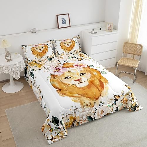 Miniatura 3 de Erosebridal Juego de ropa de cama de dibujos animados para niños, juego de edredón de vida silvestre de la selva, edredón y juegos de ropa de cama