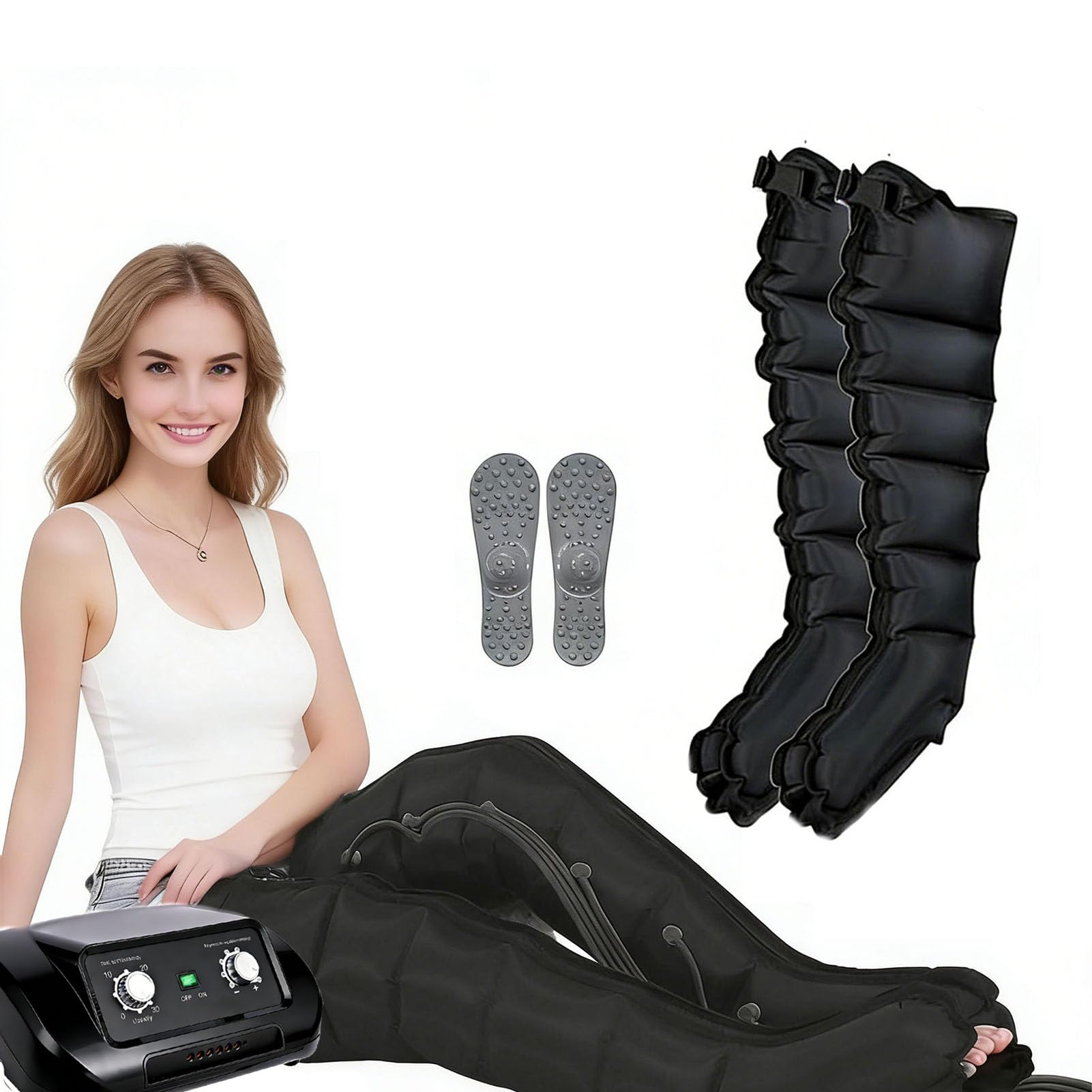 Luftkompressions-Beinmassagegerät für Lymphdrainage und Schmerzlinderung - Elektrisches Zirkulationsverbesserungsgerät für Bein- und Fußentspannung