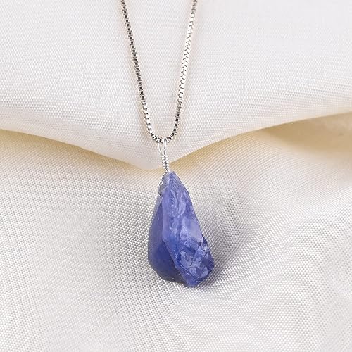 Miniatura 3 de YANARA Natural Raw Purple Tanzanite Stone Rough Crystal Gemstone Women Handmade Pendant Necklace, Chakra Healing Crystals, Birthstone, Silver Plated