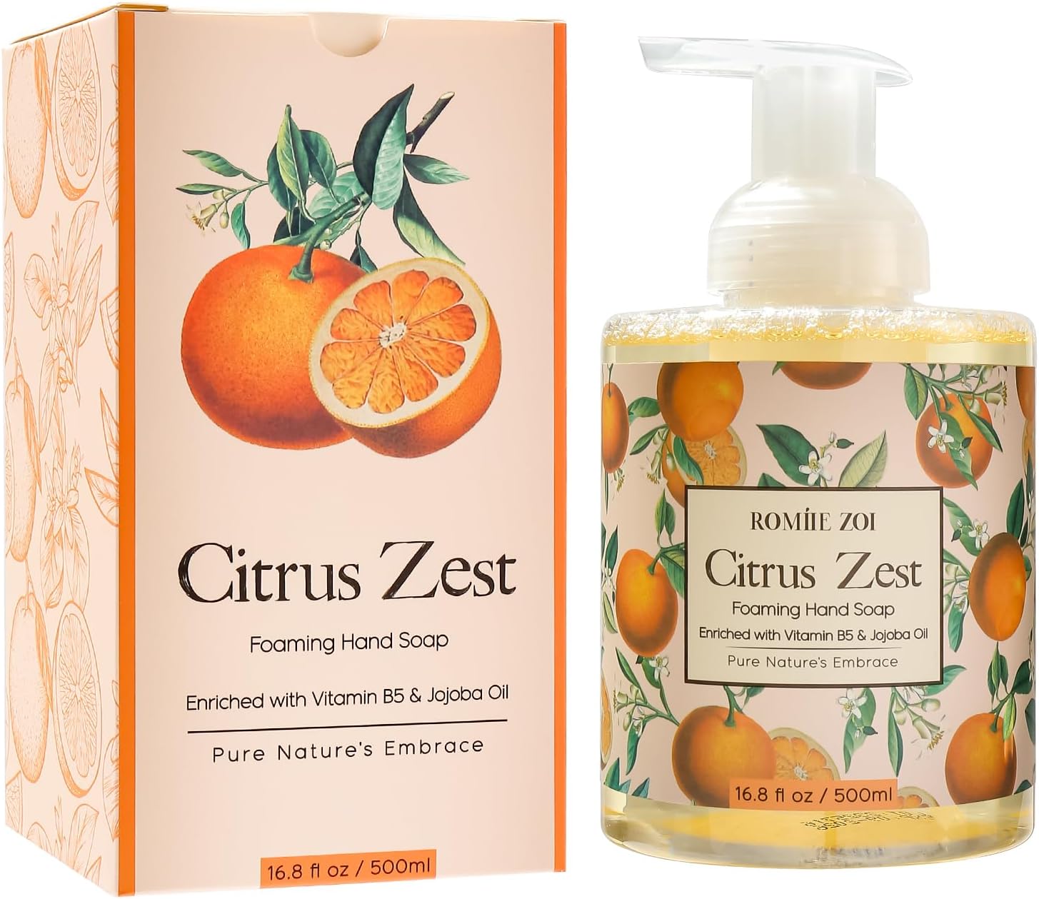 ROMIIE ZOI Foaming Hand Soap with Gift Box- Citrus - Biodegradable Formula Moisture & Revitalize - 500ml/ 16.8oz