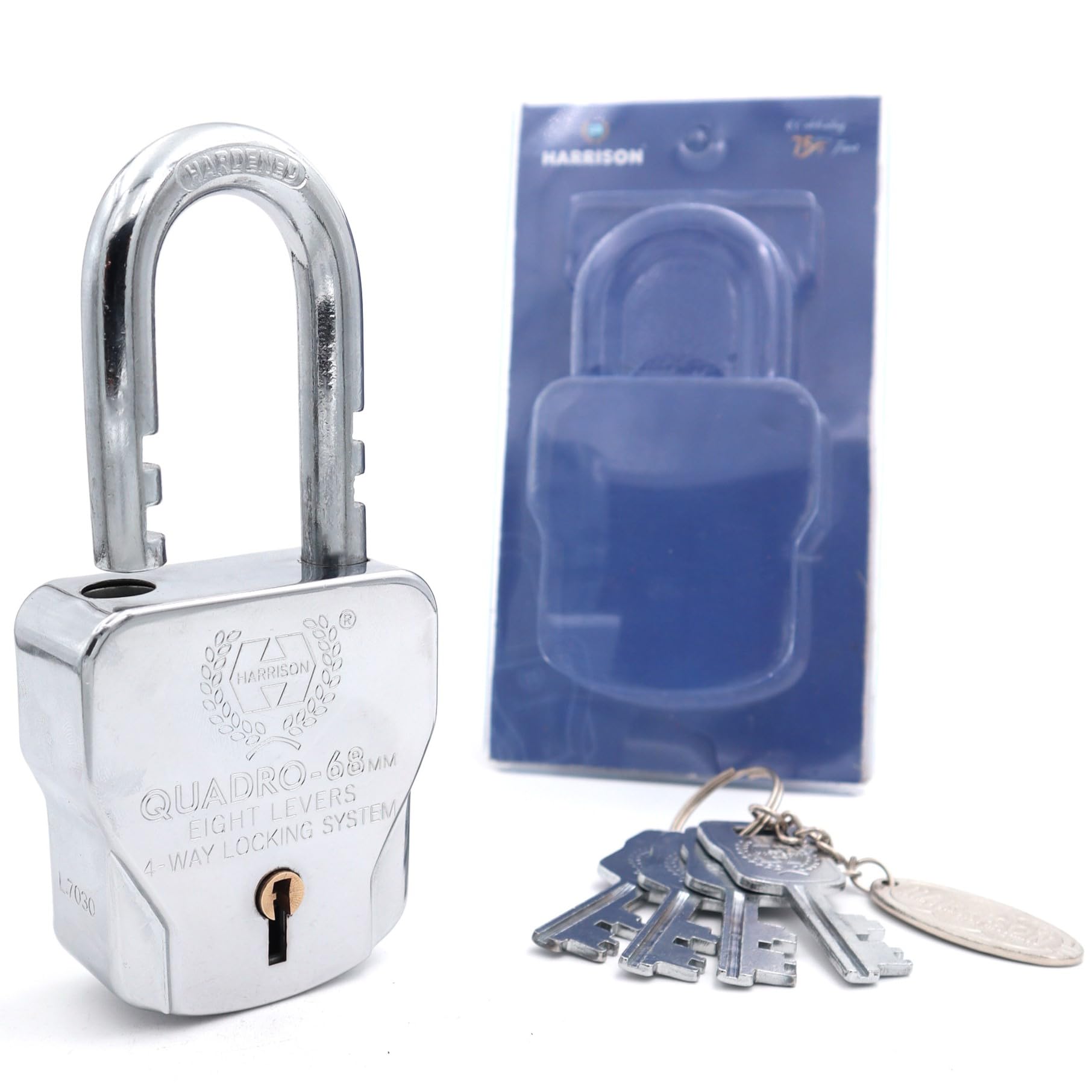 Harrison Padlocks/Square Padlock 68mm 8 Lever with 4 Keys QUADRO-5560 Pack of 1/ Padlock, Padlocks, Locks for Home, Locks for Main Door, gate Lock — Amazon image 4
