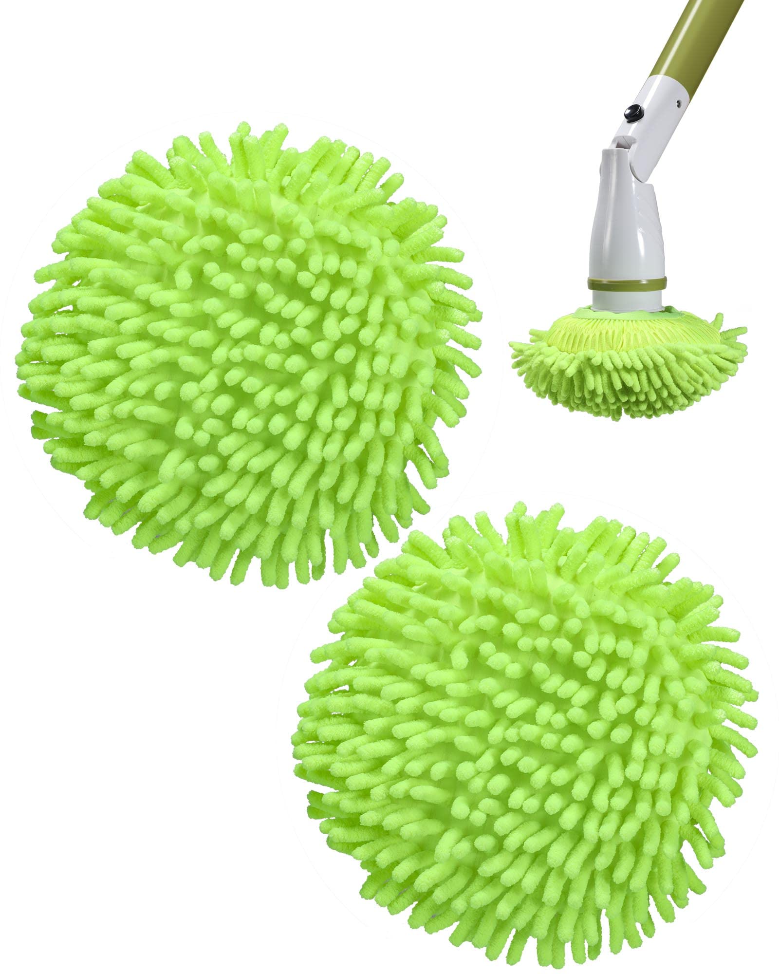 AYOTEE Car Wash Cleaner Tool, Windshield Cleaning Tool Replaceable Premium Chenille Microfiber Car Wash Pad 2 Pcs, Not Hurt Paint Scratch Free Cleaning Tool, Fit 4-6”Windshield Cleaning Brush (Green)