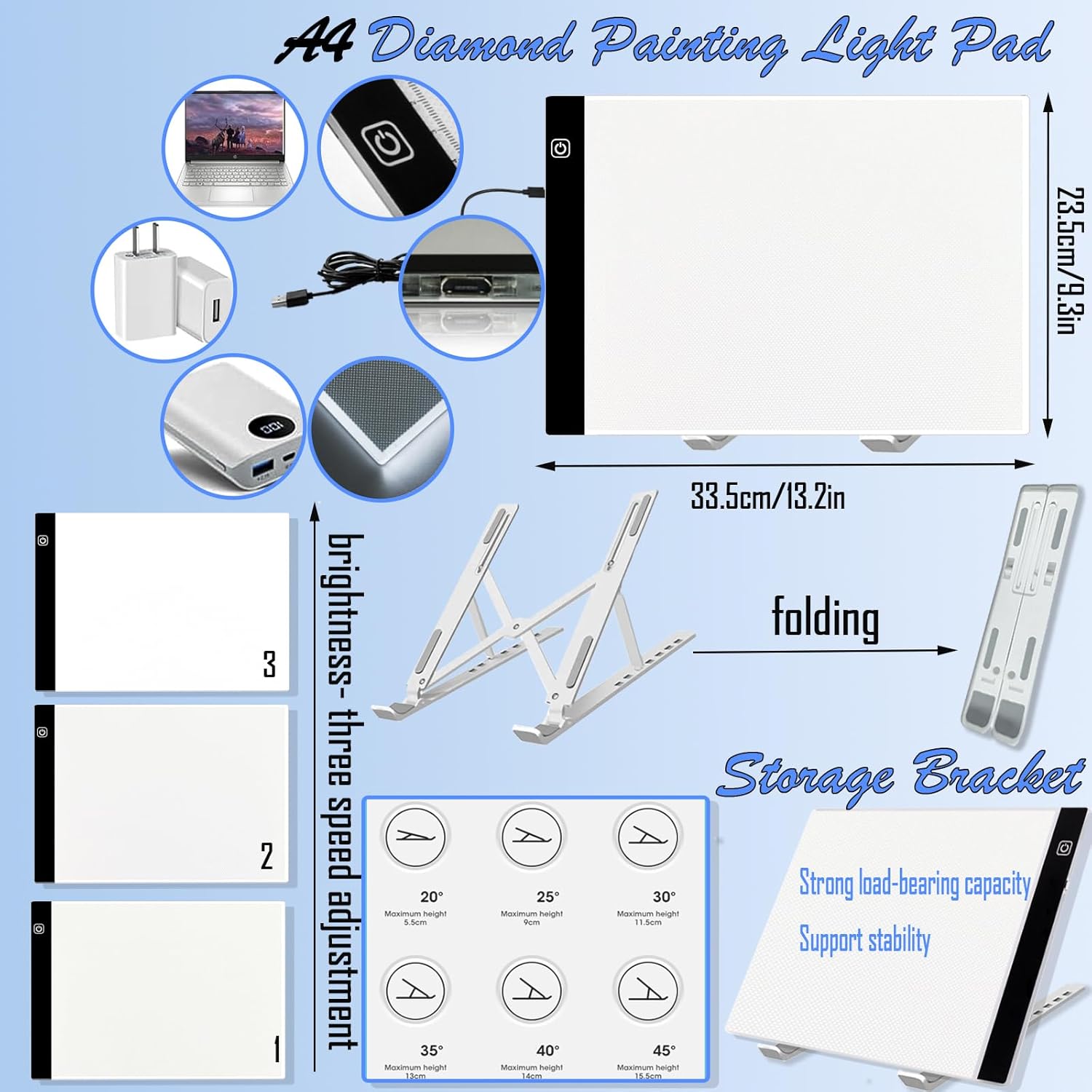 NLXCXUCY 158pcs Diamond Art Accessories Kit All-Inclusive Diamond Painting Tool Set with A4 Diamond Painting Light Pad,Diamond Art Sealer Glue,Diamond Correction,Pens Storage Box for DIY Craft