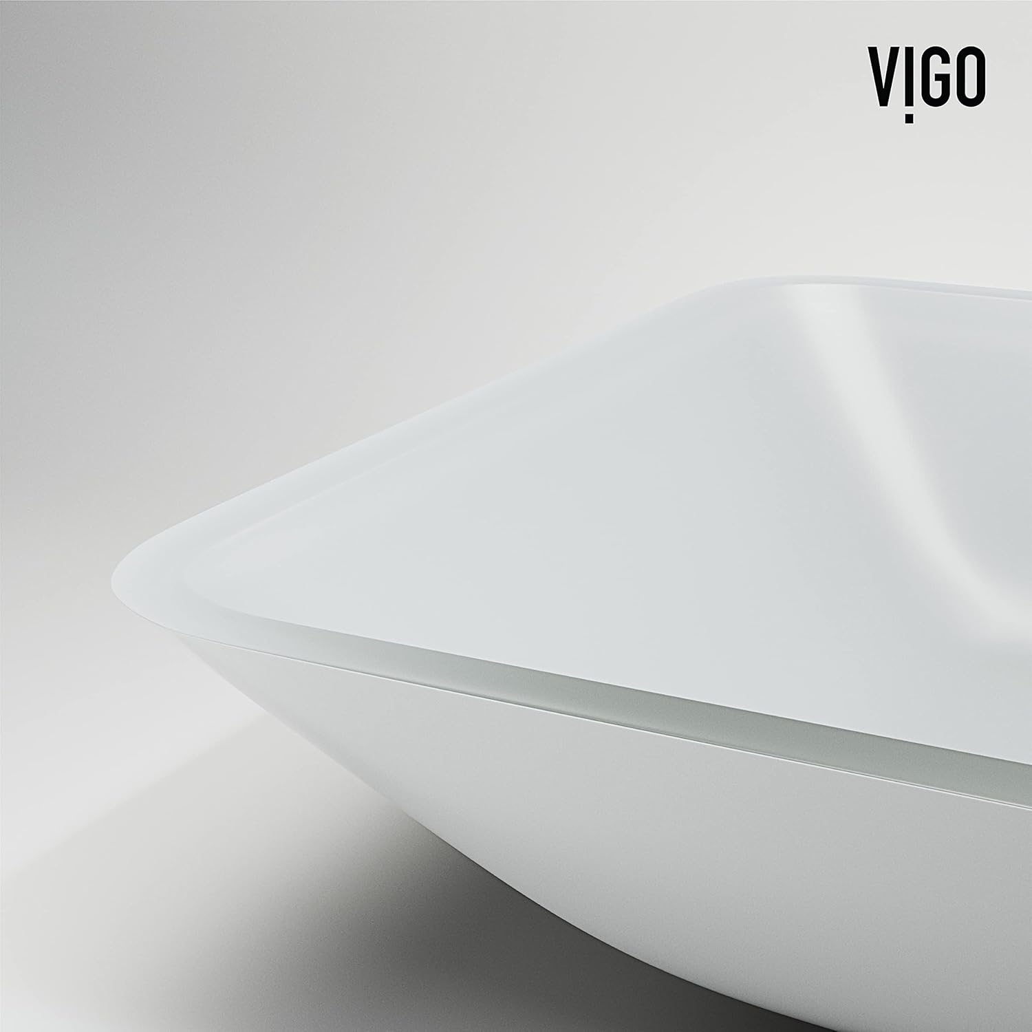 VIGO Sottile 18"L x 13"W x 4"H Over the Counter Glass Rectangular Vessel Bathroom Sink in White -VG07114