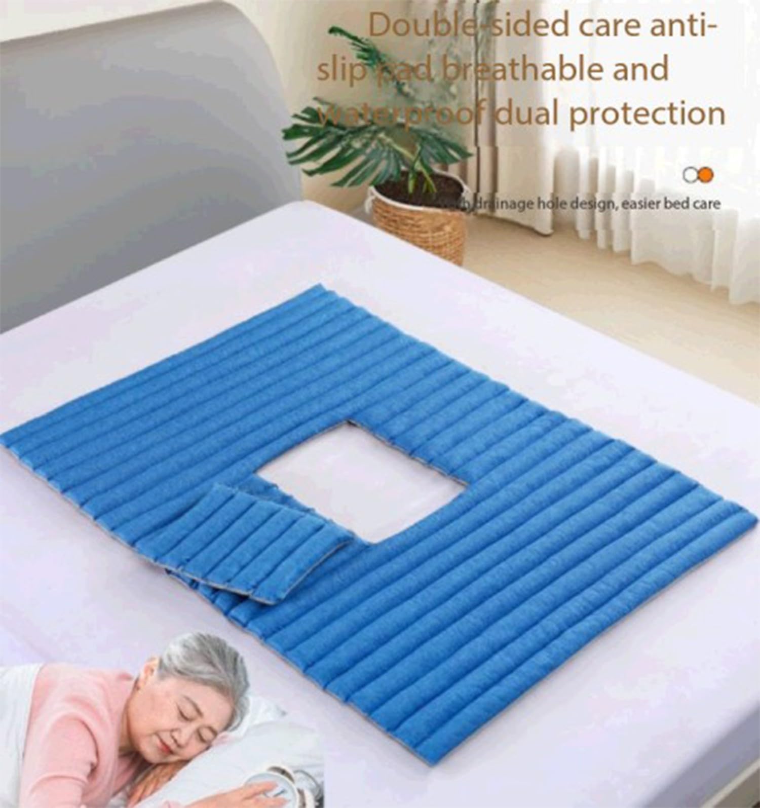 Materassino Antidecubito Per Letto, Cuscino Antipressione Per Anziani E Pazienti Allettati, Supporto Confortevole, Aiuta A Prevenire Piaghe Imbottitura In Cotone Morbido,Impermeabile 120*90cm