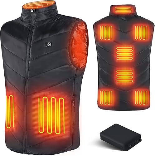 SETTOK Men's Women's Heated Vest with 9 Heating Zones, 10000mAh Battery Pack Included, Lightweight Warm Electric Vest for Men