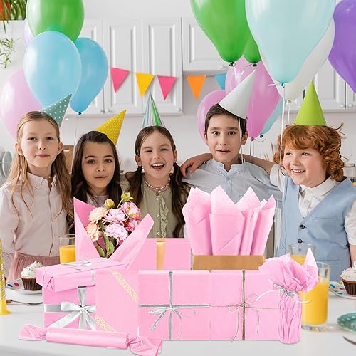 Miniatura 5 de PLULON 60 hojas de papel de seda rosa oscuro a granel para bolsas de regalo, 14 x 20 pulgadas, papel de regalo para envolver regalos, manualidades