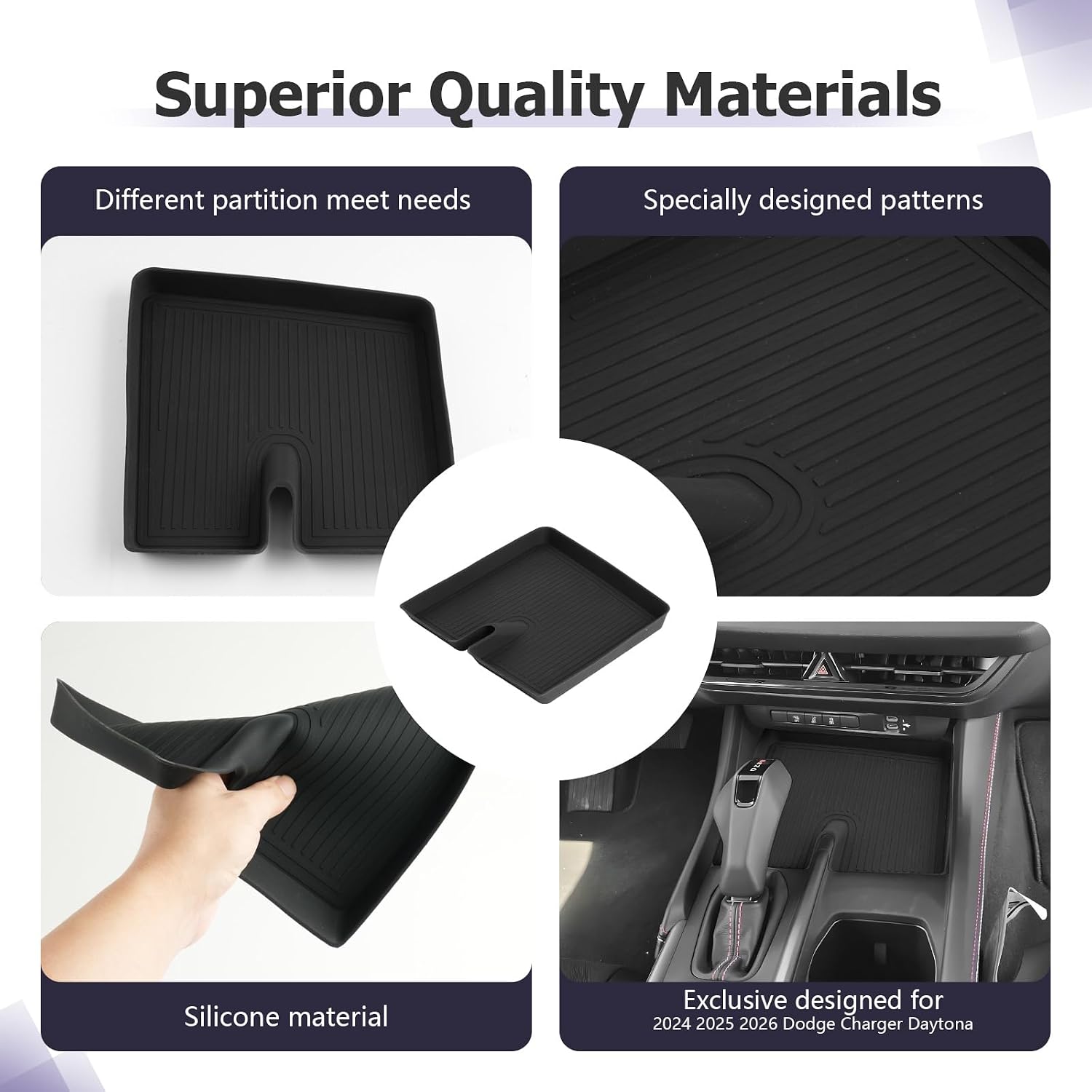 LUWU Center Console Anti-Slip Mat Compatible with 2024 2025 2026 2027 Charger Daytona R/T Scat Pack Accessories Silicone Protective Pad Liner Premium Protective Pad Phone Charger Liner Mat image 5