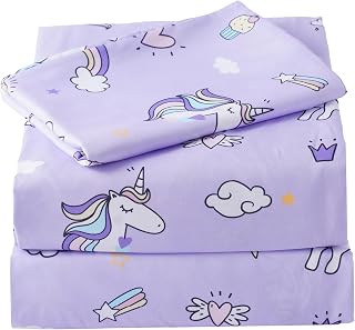 Unicorn Kids Sheet Set Twin Size, 3 Piece Soft Microfiber Twin Bed Sheets, Deep Pocket Unicorn Sheets Twin for Boys Girls