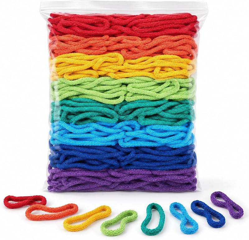 Recambio de bucles para tejer para telar tradicional de agarraderas de 7 pulgadas, juego multicolor | Bucles artesanales duraderos y elásticos suaves para proyectos de tejido, tejer 6 agarraderas
