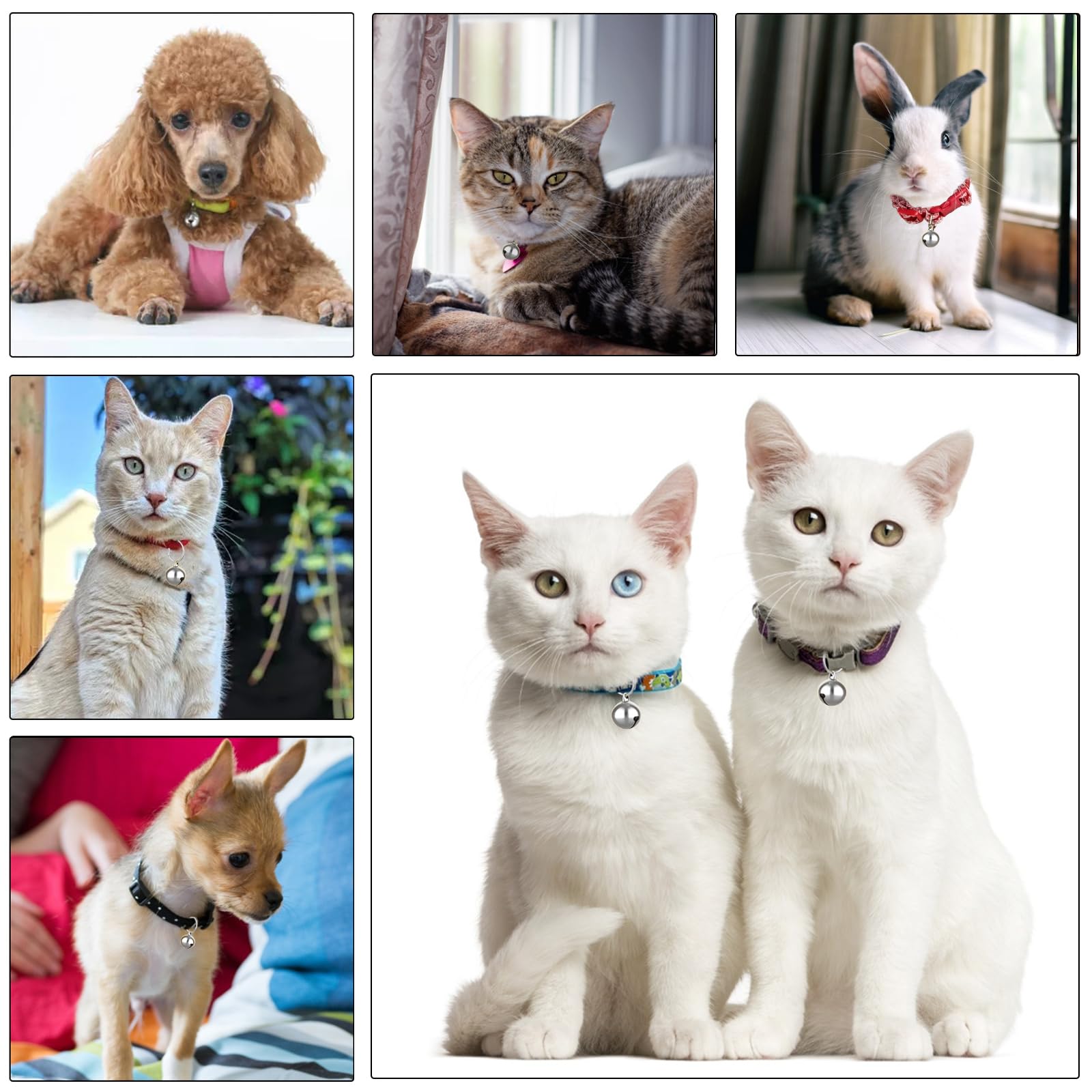 Jingle Bells Metallici 24 Pezzi Campana Collare per Cani e Gatti Fibbie Ciondolo Forte Animali Domestici