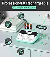 Vista 4 de D480BT 18mm Label Maker Machine with Tape Bundle with 4PK Label Extra Strength Tapes(Black on Yellow), QWERTY Keyboard Labeler with Backlit LCD