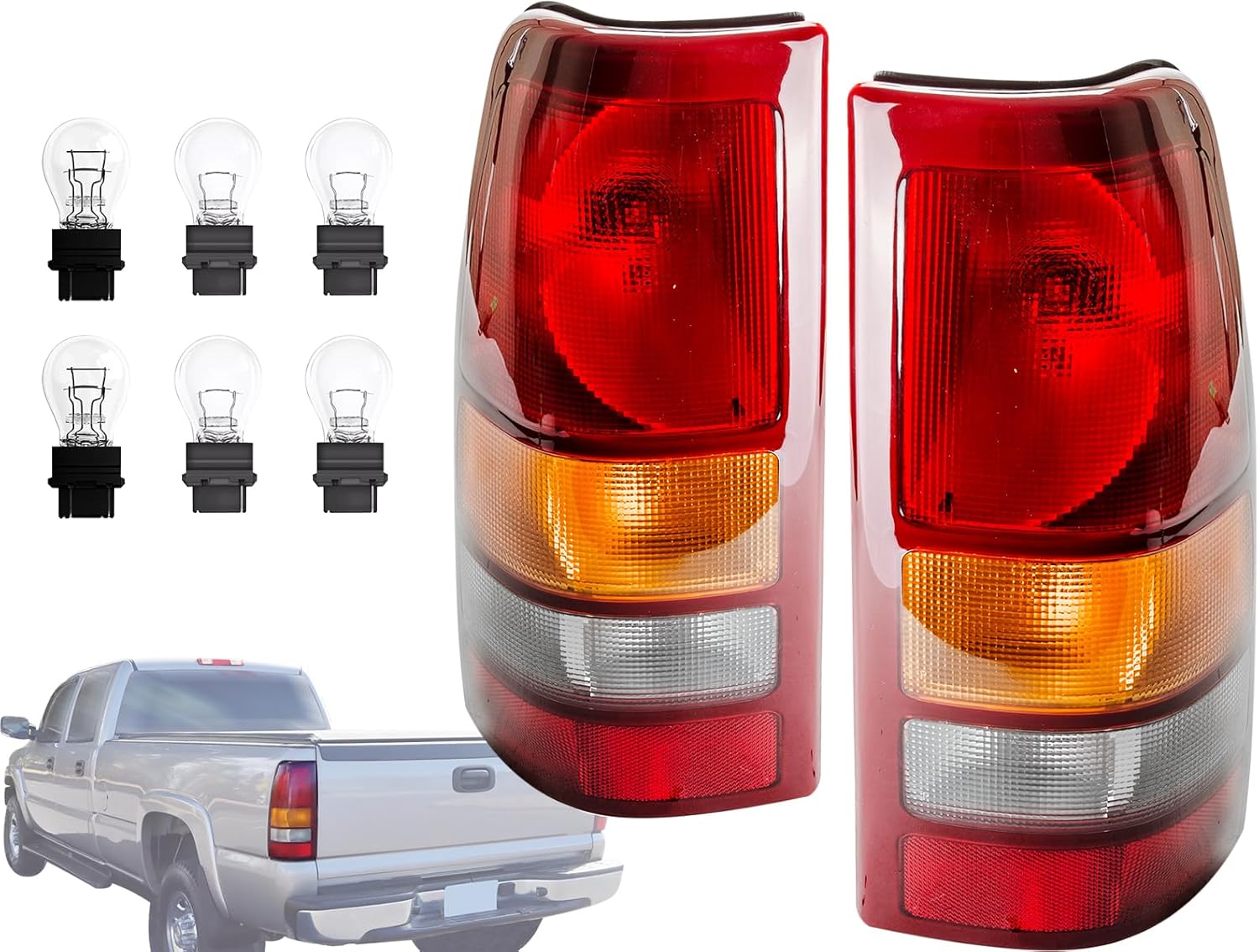 Auto Parts Avenue APA Replacement Tail Light for 1999 2000 2001 2002 2003 Silverado Sierra 1500 2500 with Bulb 19169018 19169017 GM2801173 GM2800173 PAIR