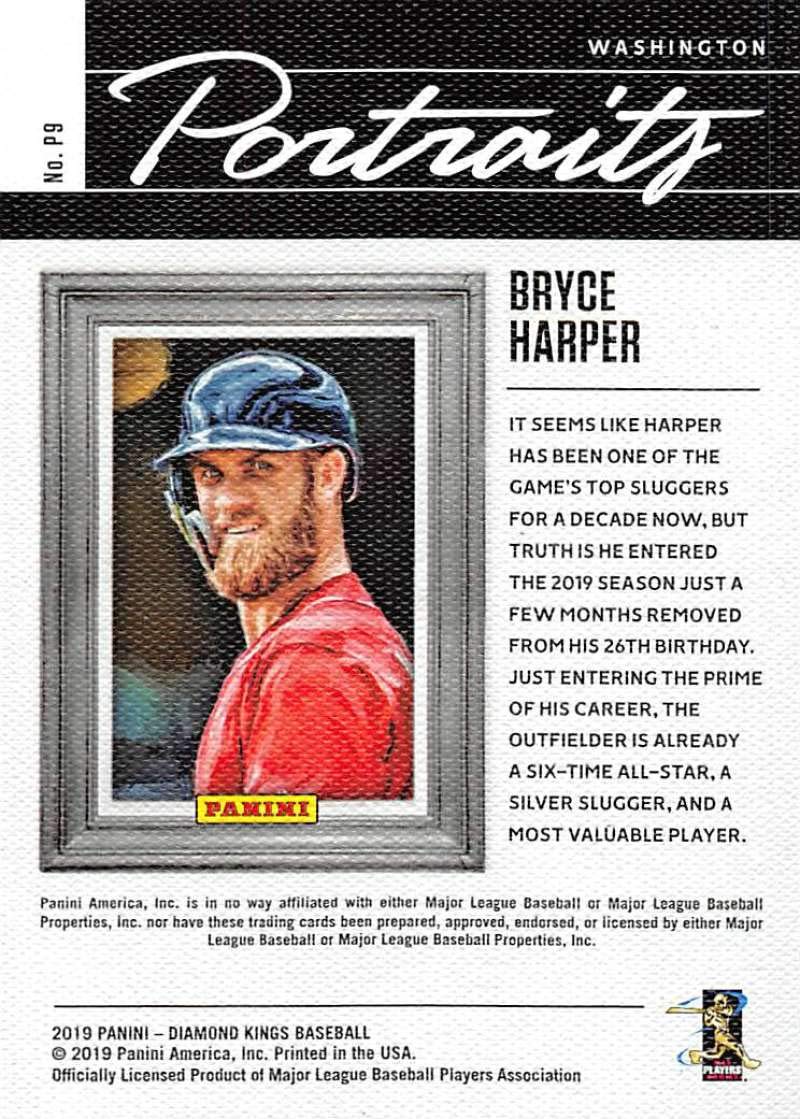 Amazon.com: 2019 Diamond Kings Portraits #9 Bryce Harper Official MLB PA  Baseball Card in Raw (NM or Better) Condition : Collectibles & Fine Art