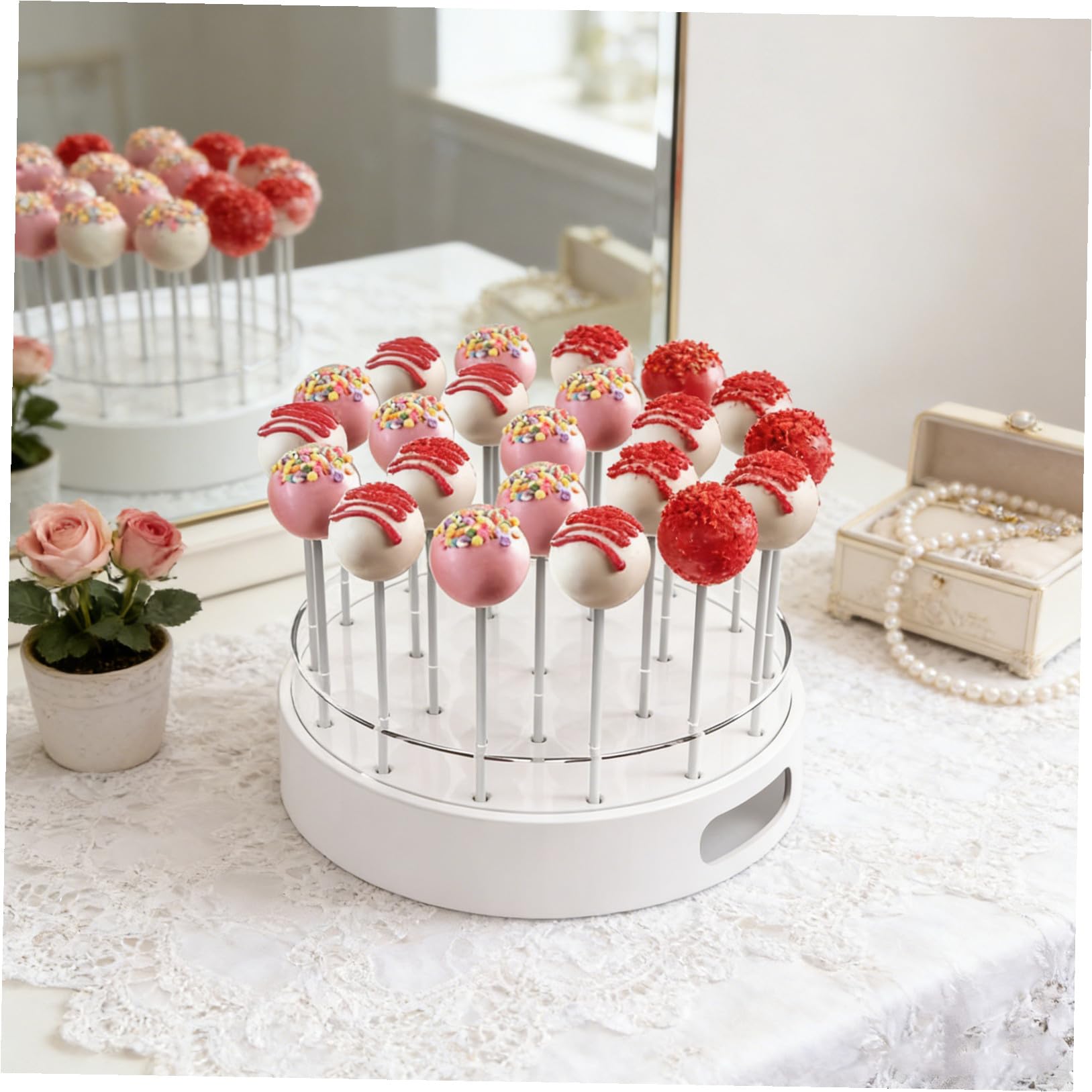 Ipetboom 2 Stück Cake Pop Präsentationsständer aus Transparentem Acryl mit 22 Fächern Runder Lollipop Halter für Dessertbuffet Geburtstagsfeiern und Catering