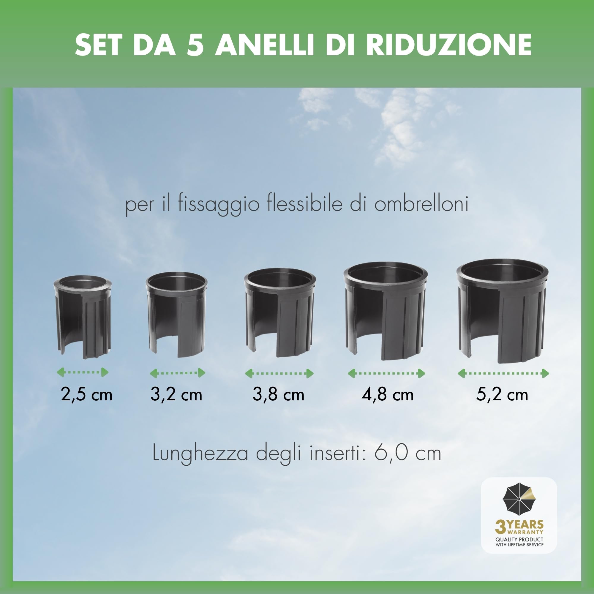 doppler anello di riduzione per base in granito, diametro interno: 52, 48, 38, 32, 25 mm, colore: nero