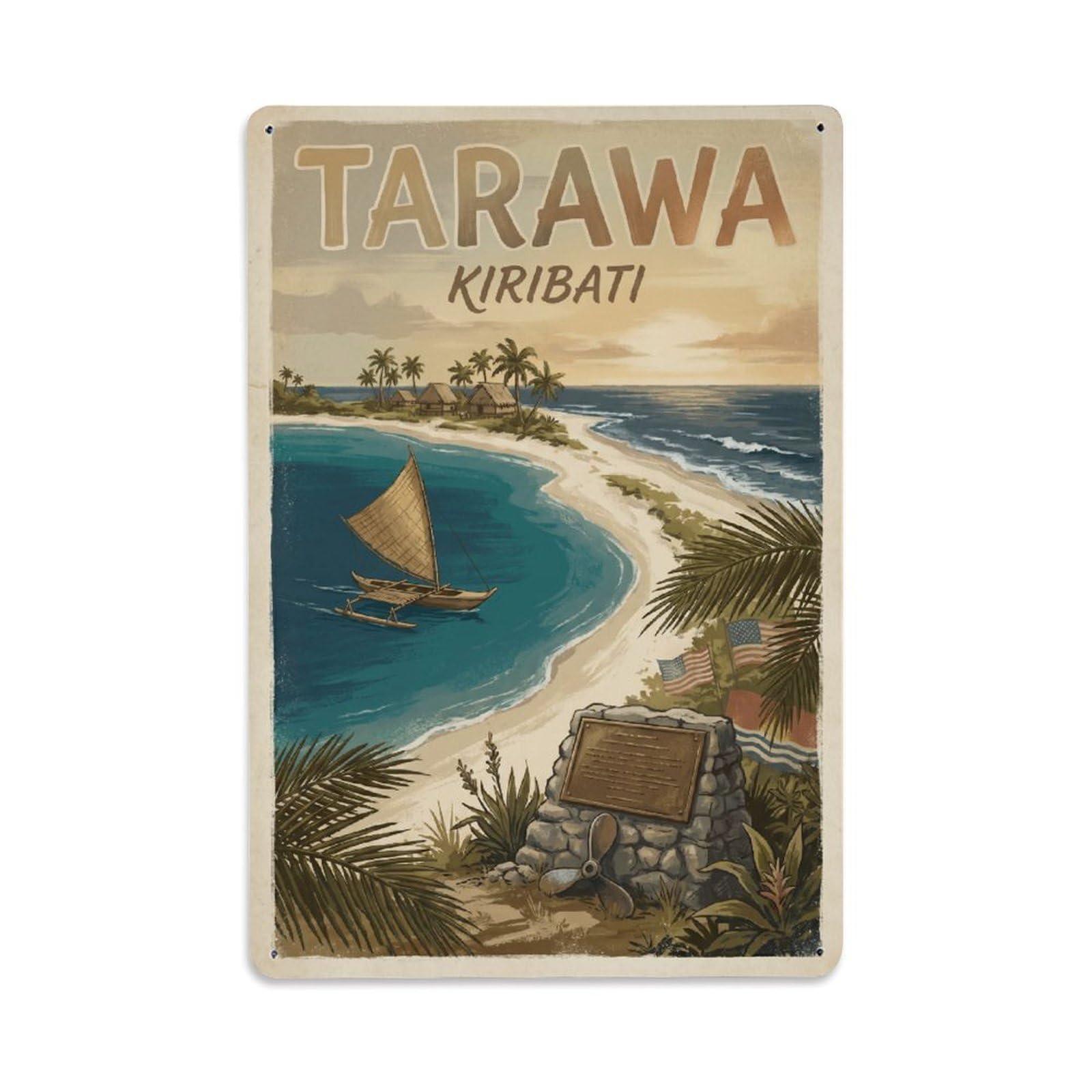 Metal Tin Sign Vintage Travel Kiribati Tarawa