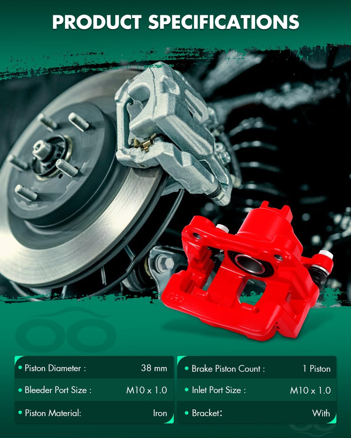 SCITOO Rear Left Brake Caliper With Bracket 19B2675 Compatible For Acura MDX 2001 2002 2003 2004 2005 2006,For Honda Pilot 2003 2004 2005 2006 2007 2008