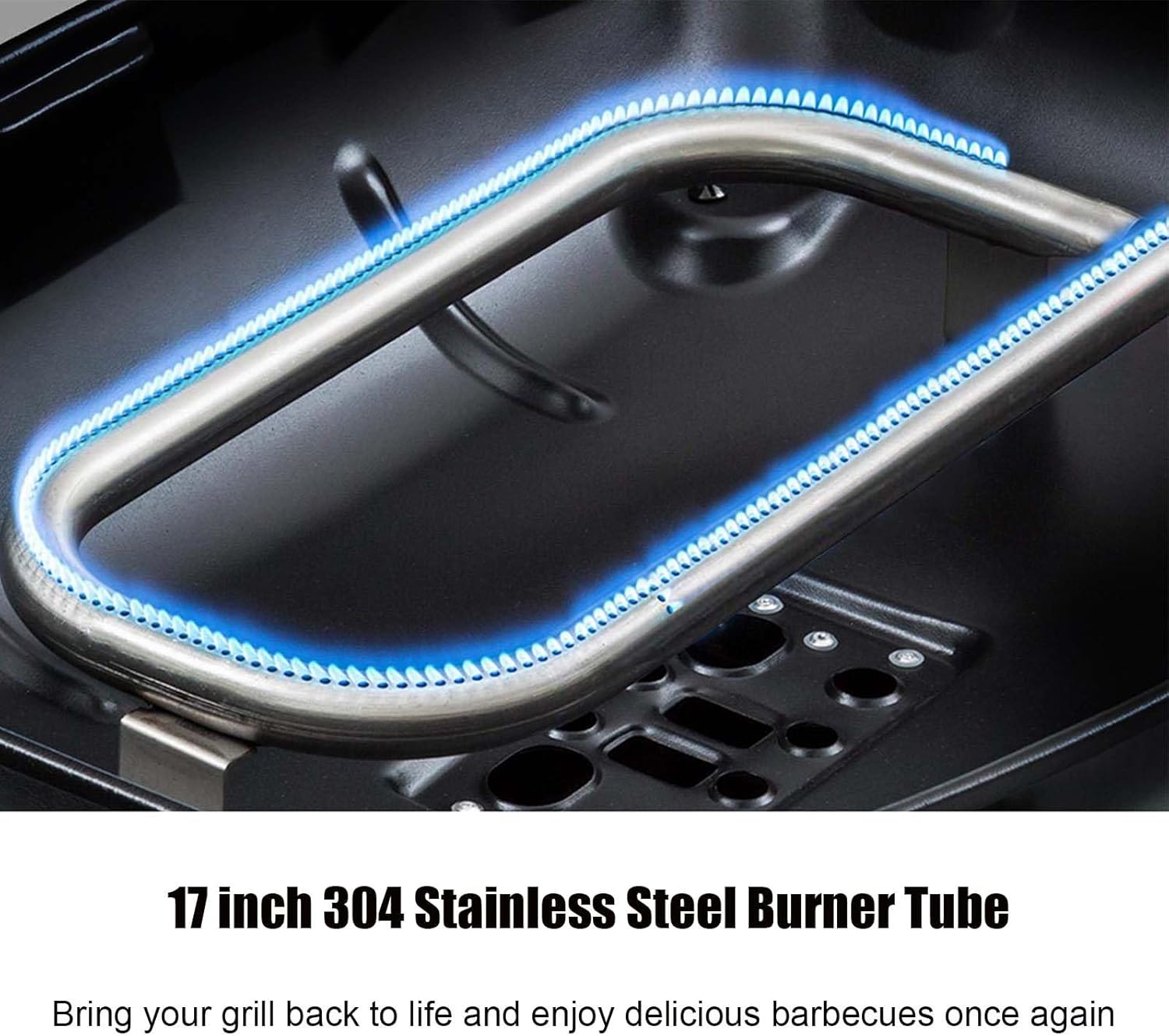 CANDANA Burner for Weber Q100, Q120, Q1000, Q1200, Baby Q Gas Grill, 17inch 304 Stainless Steel Burner Tube 386001, 386002, 516002, 516001, 50060001, 51060001 Replacement Part 69957, 41657 60040 17 Inch